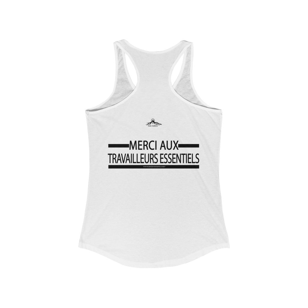 Essential Workers Merci Aux Travailleurs Essentiels  Racerback Tank