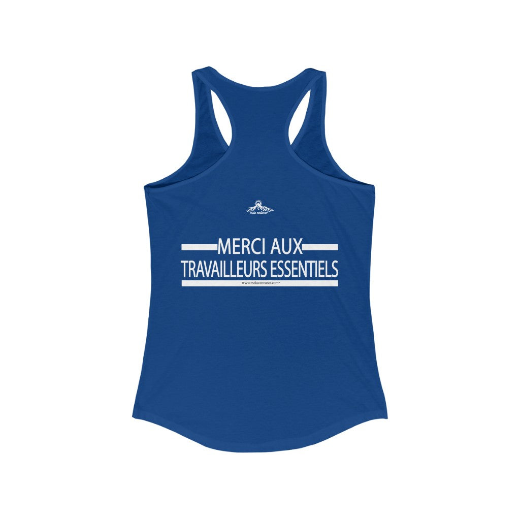 Essential Workers Merci Aux Travailleurs Essentiels  Racerback Tank