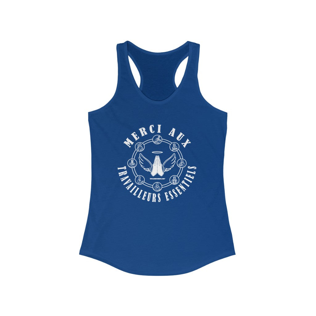 Essential Workers Merci Aux Travailleurs Essentiels  Racerback Tank