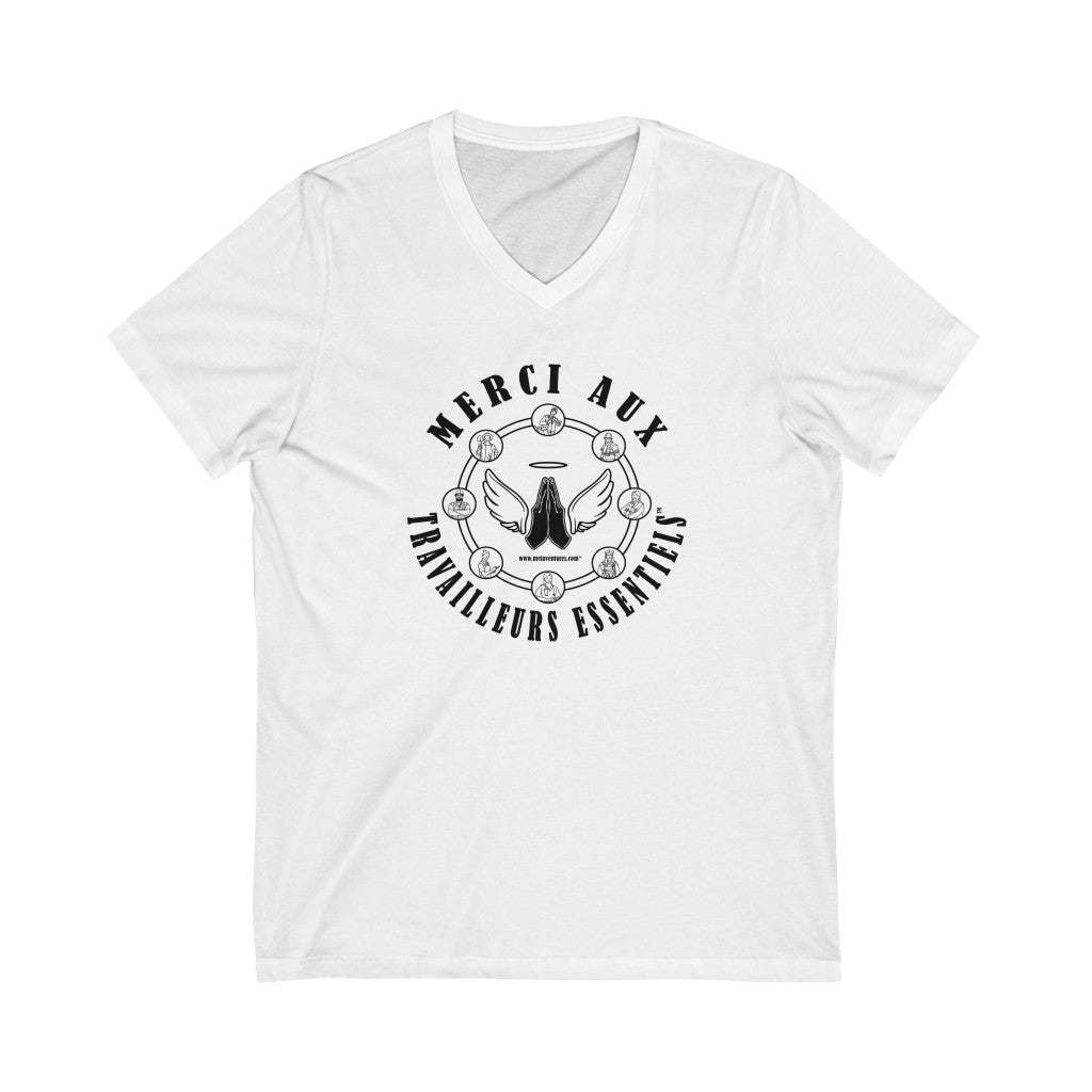 Essential Workers Merci Aux Travailleurs Essentiels Thank You V-Neck Tee