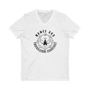 Essential Workers Merci Aux Travailleurs Essentiels Thank You V-Neck Tee